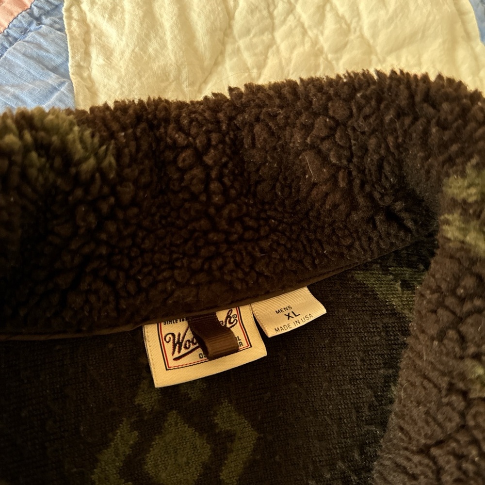 Vintage woolrich Green Sherpa Quarter-Zip Pullover Sweater - Picture 2 of 4